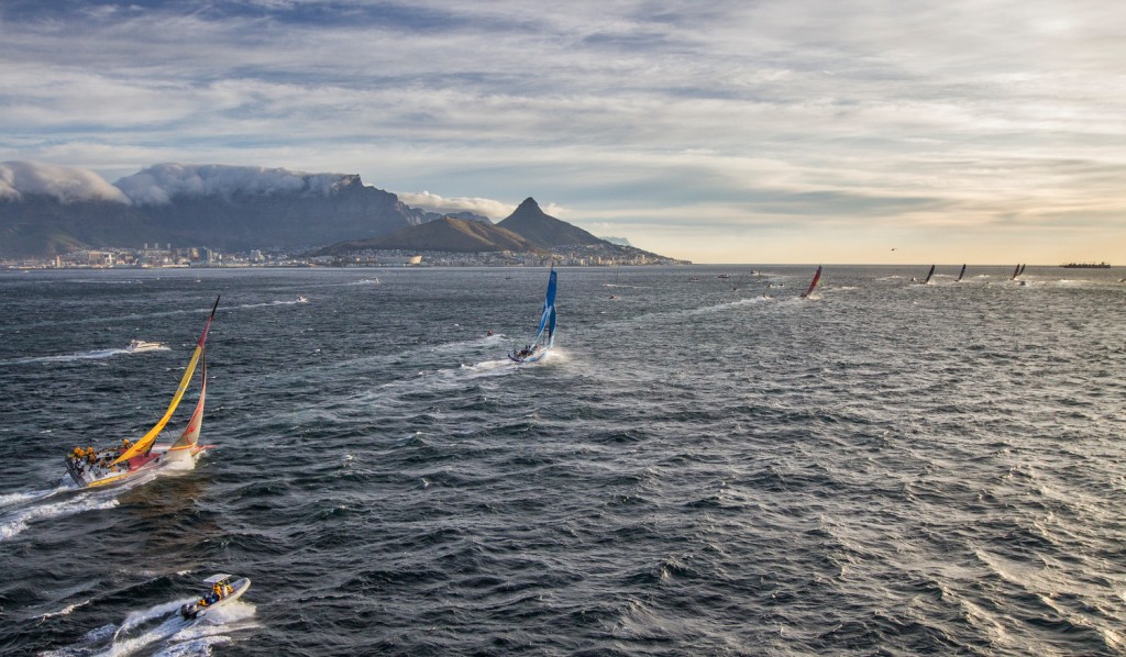 November 19, 2014. The fleet at the start of Leg 2 from Cape Town to Abu Dhabi.